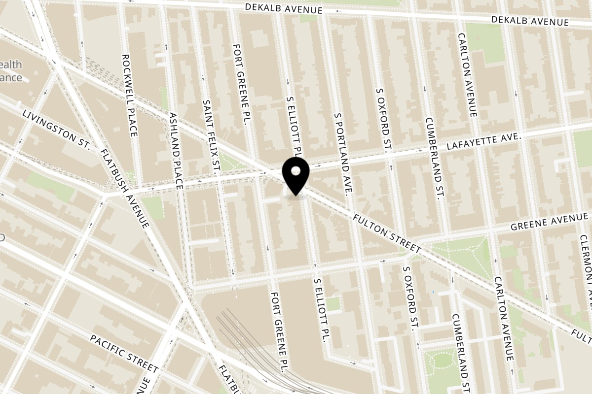 Map showing the location of Deniz Mediterranean Turkish Cuisine on 662 Fulton St in Brooklyn